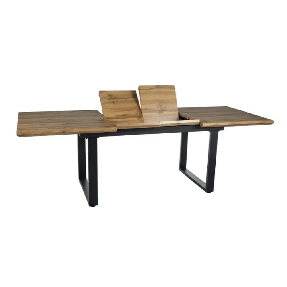Masa bucatarie 8 persoane UMBERTO II, stejar/negru, 160/240x90x76 cm