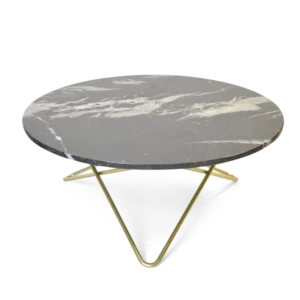 Masa cafea baza alama, marmura neagra, Large O