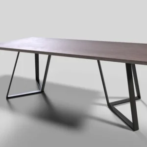 Masa CALGARY, nuc rustic/negru, 180x90x76 cm