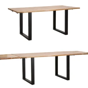 Masa Dining Extensibila Mauro Ferretti Edge 180X90X77cm, Extinsa 280X90X77cm, Lemn Mango, Maro/ Negru
