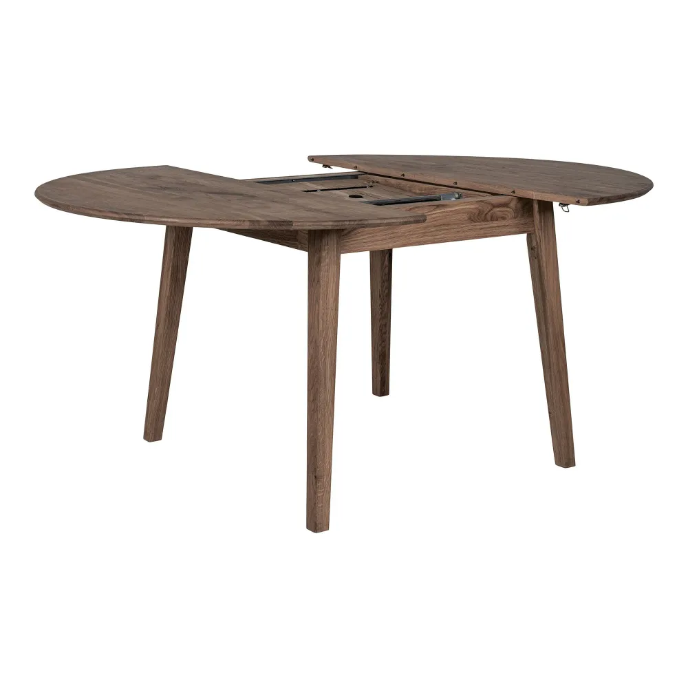 Masa de dining Metz din stejar afumat, placa de extensie incorporata tip fluture