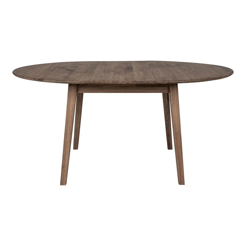 Masa de dining Metz din stejar afumat, placa de extensie incorporata tip fluture