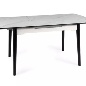 Masa extensibila APOLLO, alb mat/negru, metal, 120-160x80x76 cm