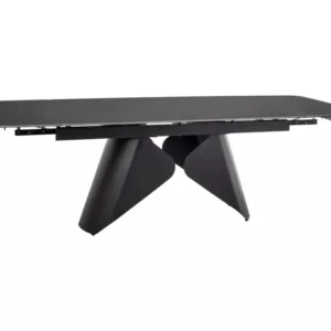 Masa extensibila ARMANDO, negru cu efect de marmura, ceramica/metal, 160/240x90x76 cm