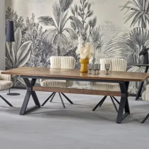 Masa extensibila BARON, nuc/negru, 200-350x100x75 cm