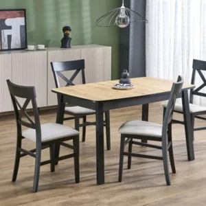 Masa extensibila BARRIL, stejar artisan/negru, 130/170x80x72 cm