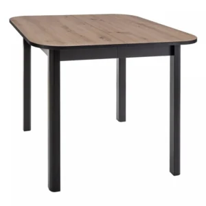 Masa extensibila DANTE II, stejar artisan/negru, PAL laminat, 90/130x90x75 cm