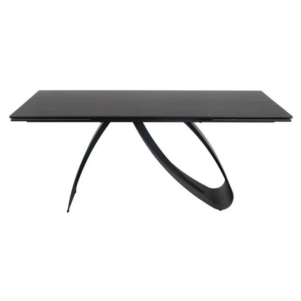 Masa extensibila DIUNA CERAMIC, sticla securizata/ceramica, negru, 160-240x90x76 cm