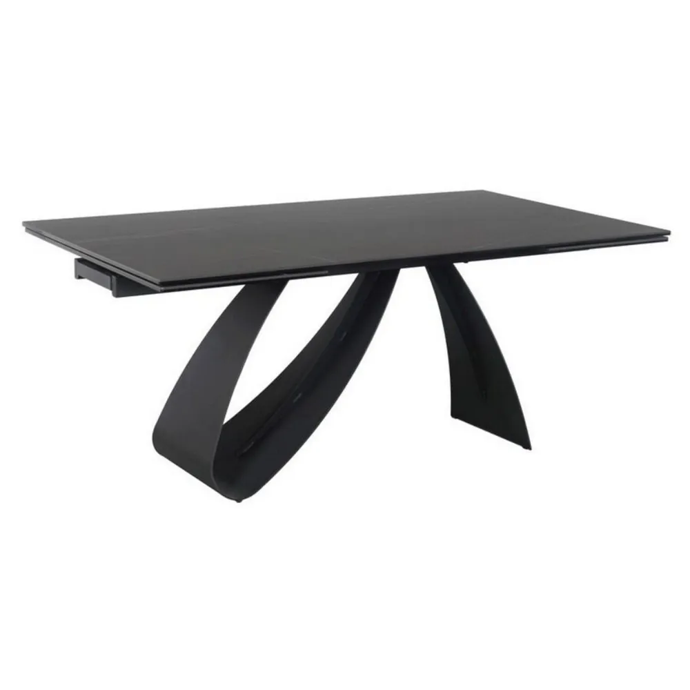 Masa extensibila DIUNA CERAMIC, sticla securizata/ceramica, negru, 160-240x90x76 cm