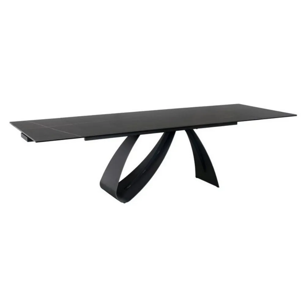Masa extensibila DIUNA CERAMIC, sticla securizata/ceramica, negru, 160-240x90x76 cm