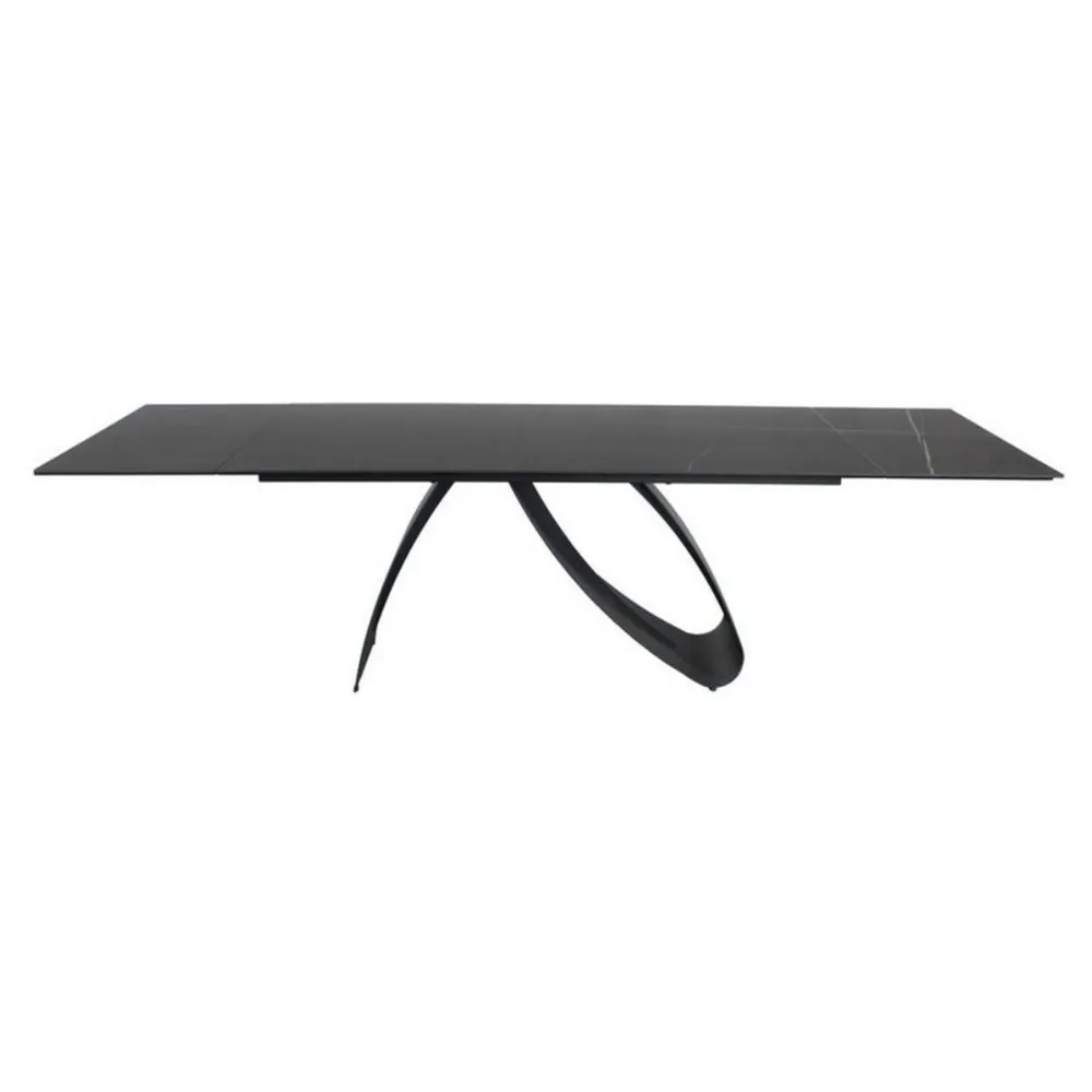 Masa extensibila DIUNA CERAMIC, sticla securizata/ceramica, negru, 160-240x90x76 cm
