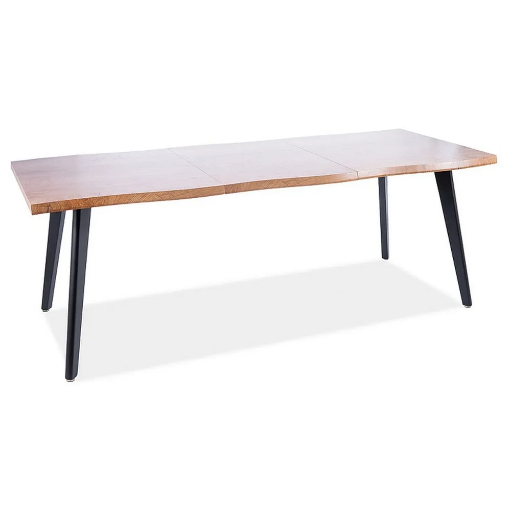 Masa extensibila FRESNO, stejar artisan/negru mat, metal, 150-210x90x76 cm