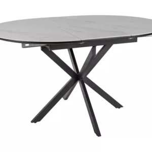 Masa extensibila GASTON, alb mat cu efect de marmura, ceramica/metal, 100/135x100x76 cm
