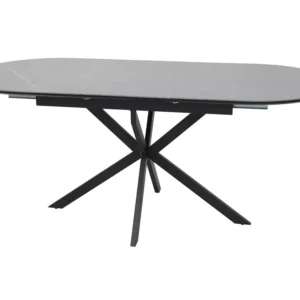 Masa extensibila GASTON, gri mat cu efect de marmura, ceramica/metal, 140/180x80x76 cm