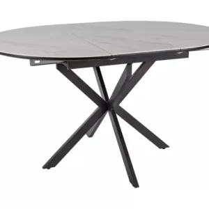 Masa extensibila GASTON, gri mat cu efect de marmura, ceramica/metal, 100/135x100x76 cm