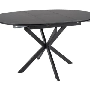 Masa extensibila GASTON, negru mat cu efect de marmura, ceramica/metal, 100/135x100x76 cm