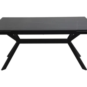 Masa extensibila IMPERIA, negru mat cu efect de marmura, ceramica/metal, 160/220x90x76 cm