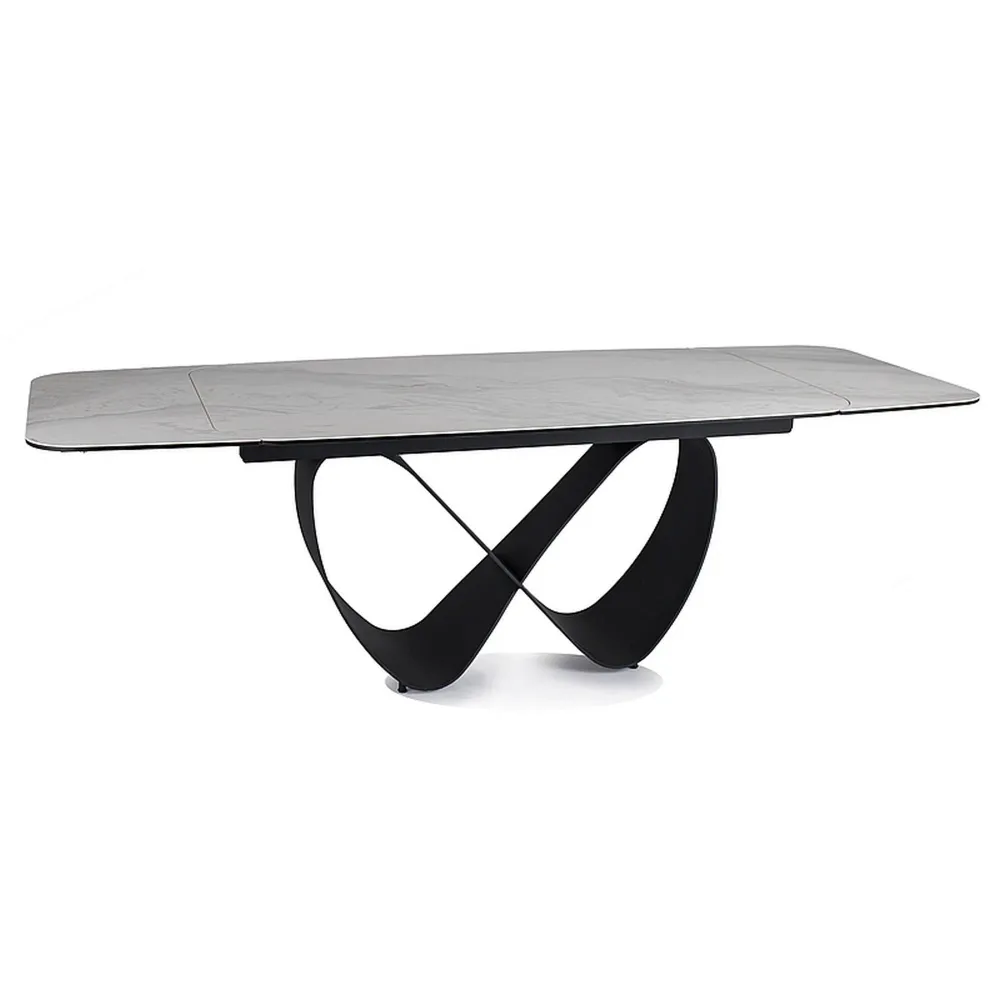 Masa extensibila INFINITY, alb/negru, sticla/ceramica/metal, 160/240x95x76 cm