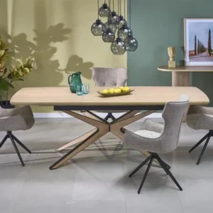 Masa extensibila JAMES, stejar/negru, 160/220x90x76 cm