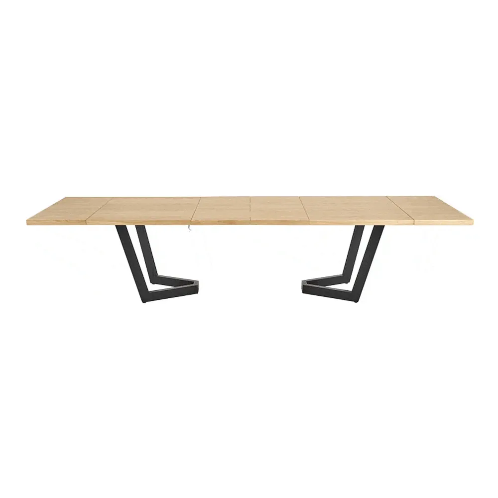 Masa extensibila MASSIVE 2, stejar natural/negru, PAL furniruit/otel, 160-250x90x77 cm