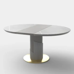 Masa extensibila MUSCAT, efect marmura gri/auriu, 120/160x120x76 cm