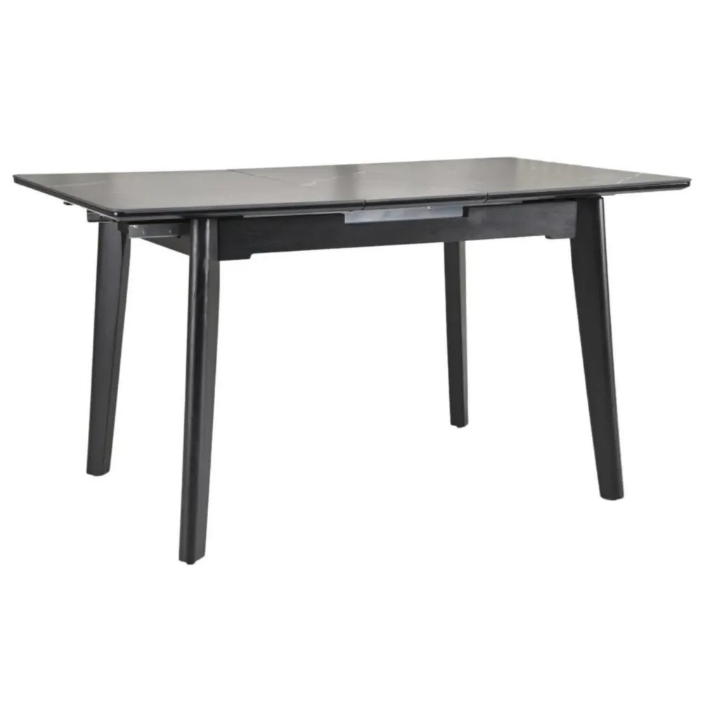 Masa extensibila OSTEN, negru cu efect de marmura, 120/160x80x76 cm