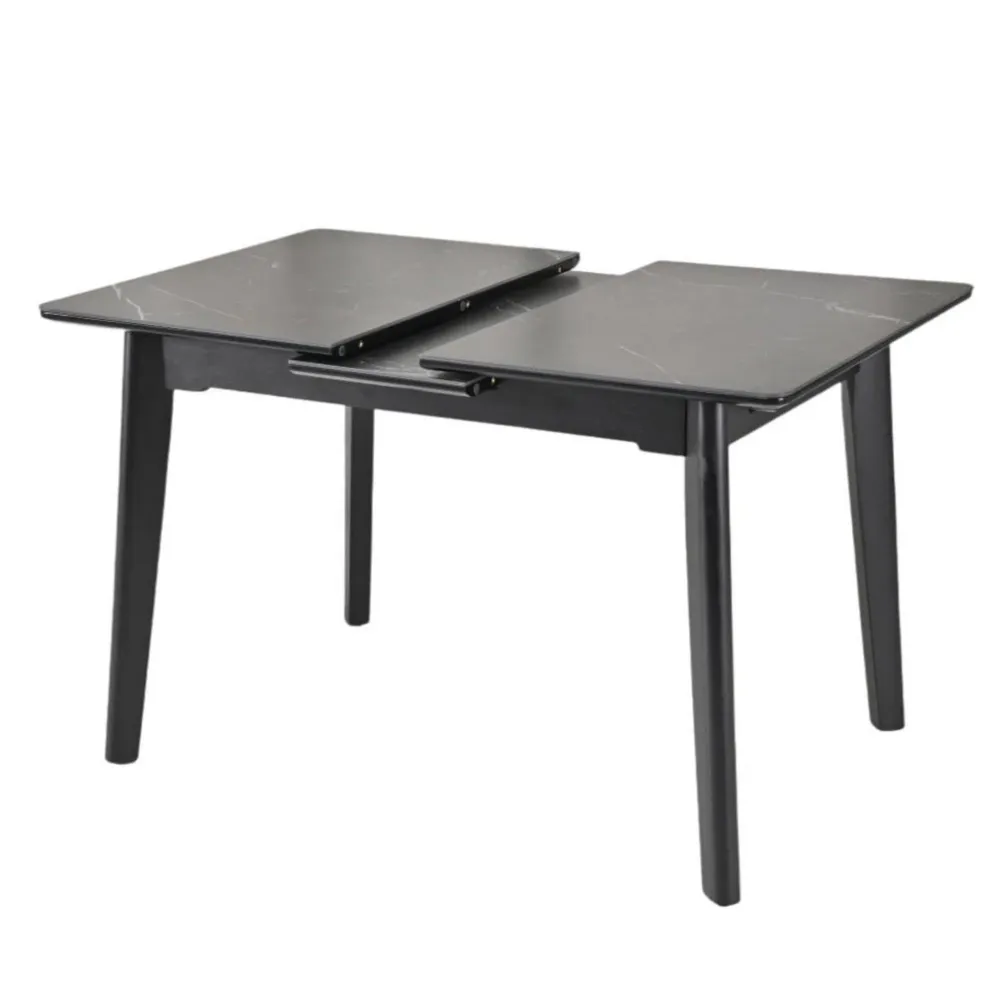 Masa extensibila OSTEN, negru cu efect de marmura, 120/160x80x76 cm