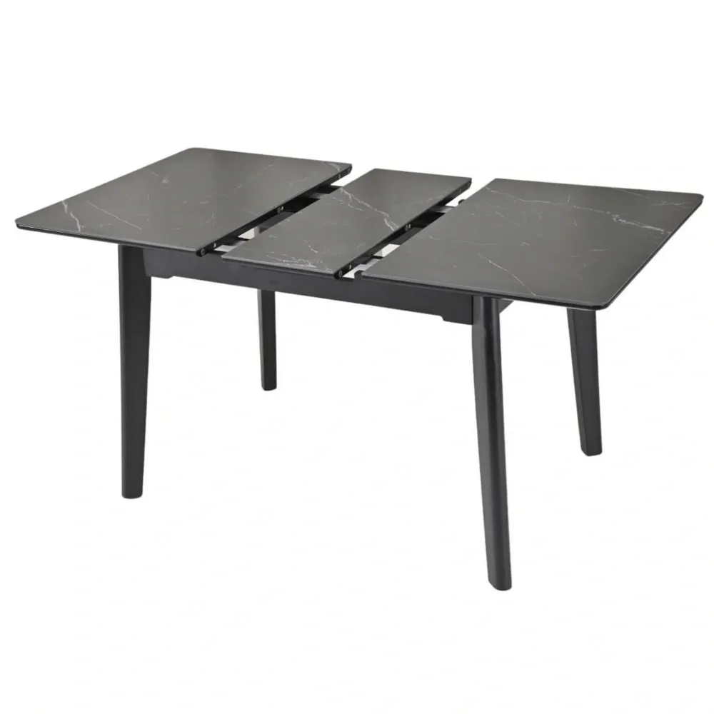 Masa extensibila OSTEN, negru cu efect de marmura, 120/160x80x76 cm
