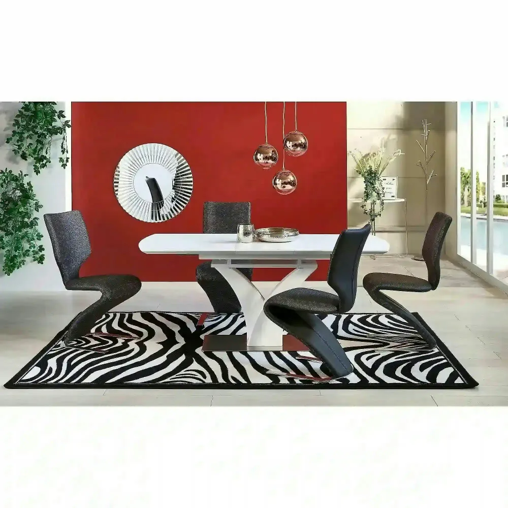 Masa extensibila 80 cm PALERMO, alb, sticla/otel