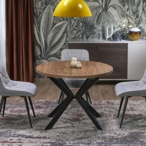 Masa extensibila PERONI, nuc/negru, PAL furniruit /otel, 100/250x100x75 cm