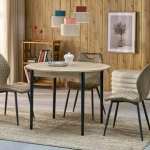 Masa extensibila PIVOT, stejar artisan/negru, PAL laminat/lemn, 102/142x102x75 cm