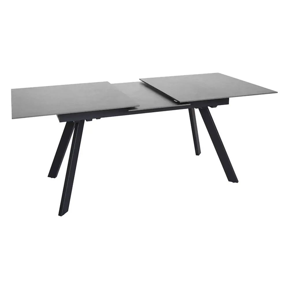 Masa extensibila PLANET, gri antracit/negru, ceramica/PAL, 160/200x90x76 cm