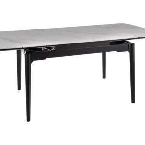 Masa extensibila SENTO, alb cu efect de marmura, ceramica/lemn, 120/180x80x76 cm