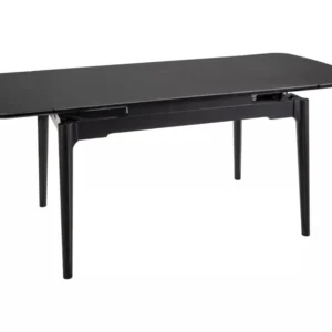 Masa extensibila SENTO, negru mat cu efect de marmura, ceramica/lemn, 120/180x80x76 cm