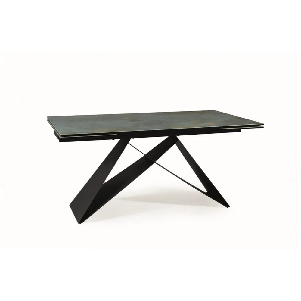 Masa extensibila WESTIN CERAMIC, sticla securizata/ceramica, turcoaz/negru mat, 160-240x90x77 cm