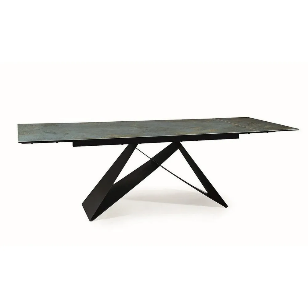 Masa extensibila WESTIN CERAMIC, sticla securizata/ceramica, turcoaz/negru mat, 160-240x90x77 cm