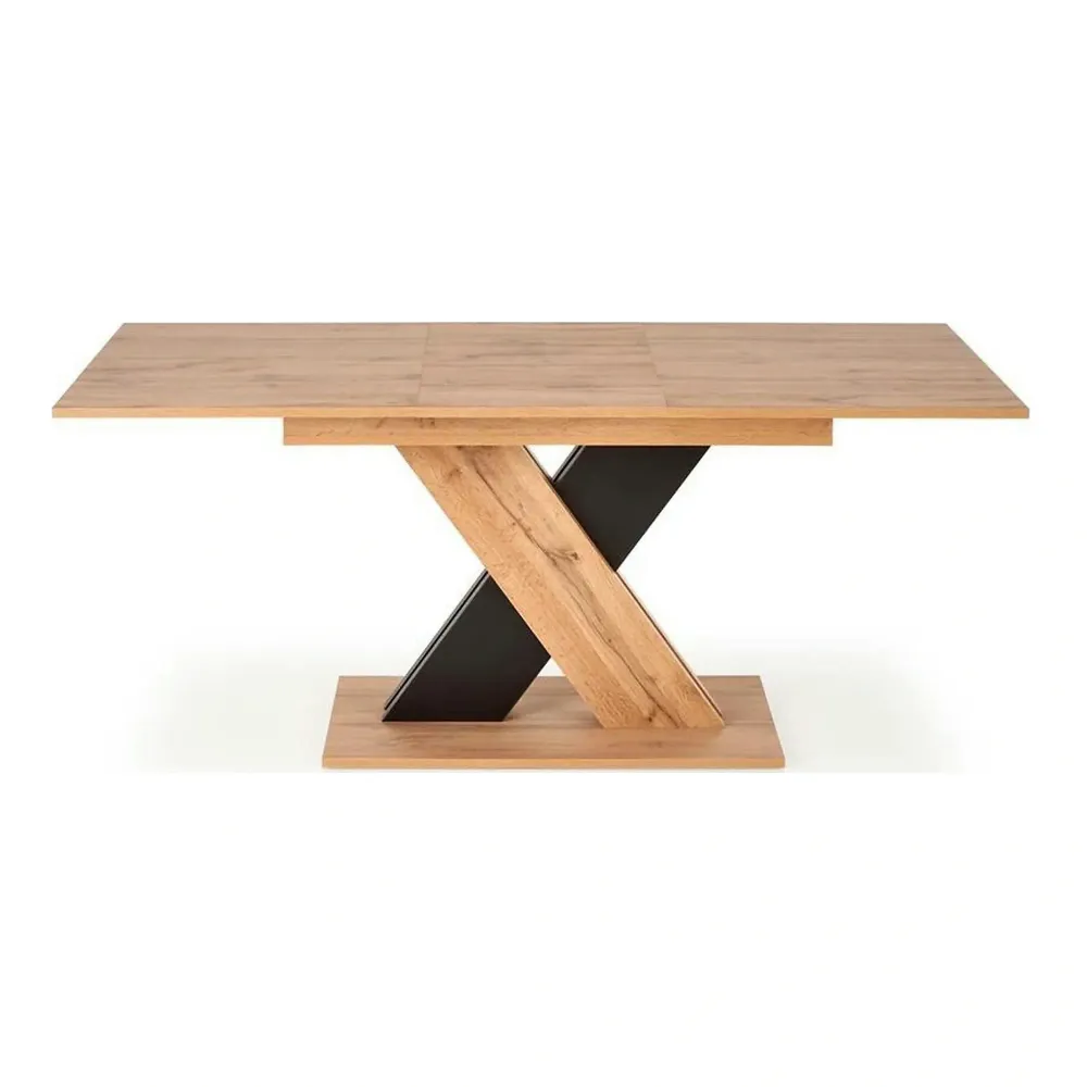 Masa extensibila XARELTO, stejar/negru, PAL furniruit, 130/175x85x76 cm