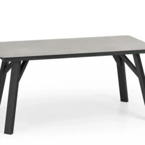 Masa HALIFAX, gri beton/negru, 160x90x76 cm