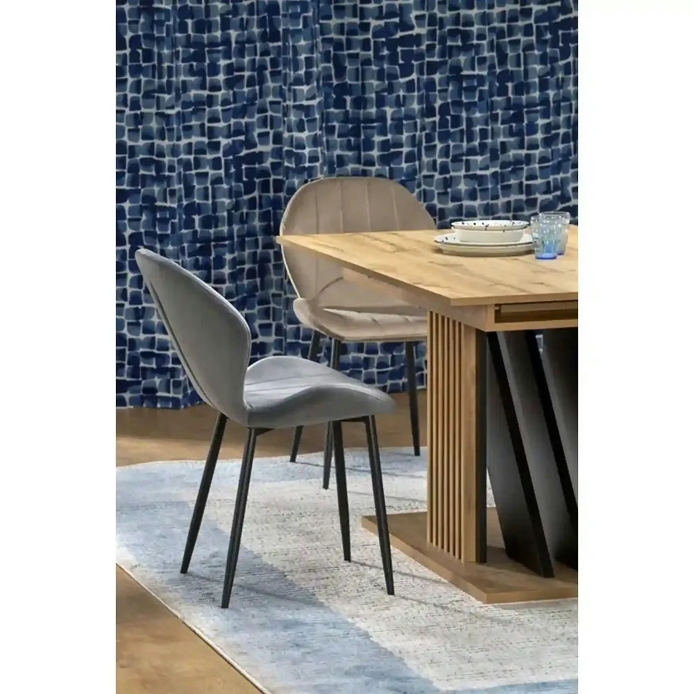 Masa living moderna FABIANO, stejar/negru, PAL laminat, 130/175x85x76 cm