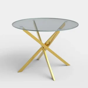 Masa living rotunda din sticla Raymond auriu, Ø100XH73 CM