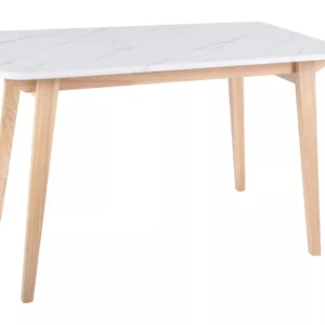 Masa MARCUS, alb cu efect de marmura/stejar, 120x75x76 cm