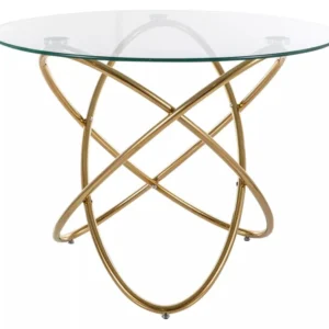 Masa ORBIT, transparent/auriu, sticla/metal, 100x75 cm