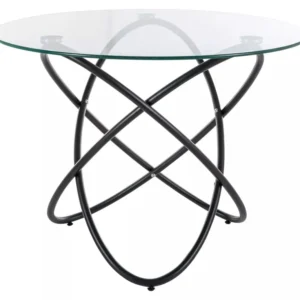 Masa ORBIT, transparent/negru, sticla/metal, 100x75 cm