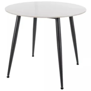 Masa RION, alb cu efect de marmura/negru, ceramica/metal, 90x90x76 cm