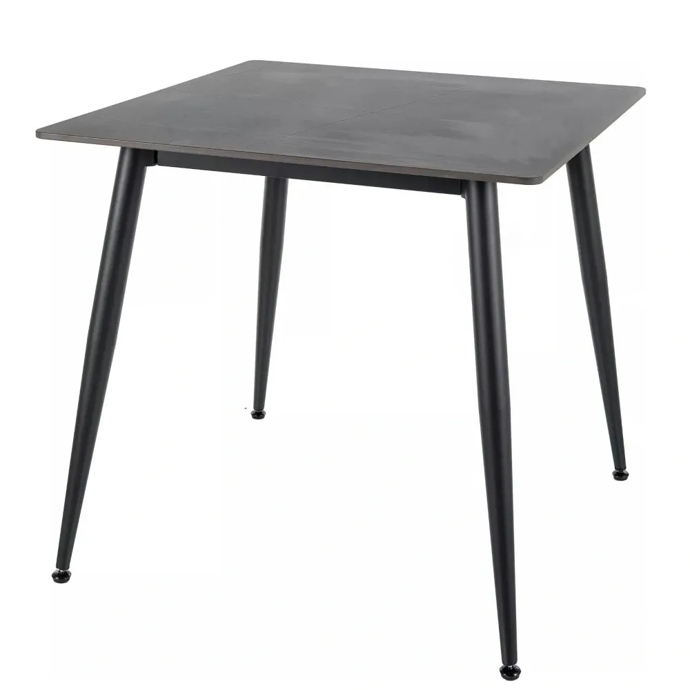 Masa RION, negru mat cu efect de marmura, ceramica/metal, 80x80x76 cm