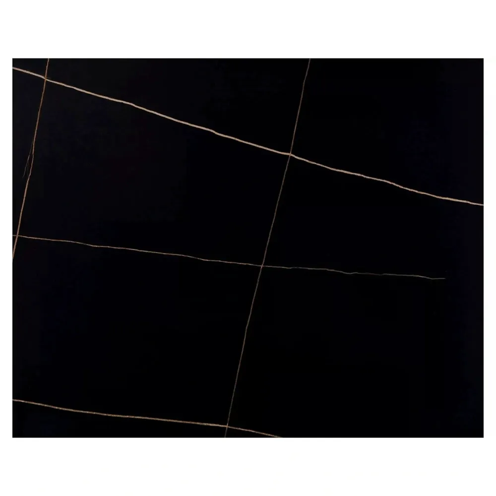 Masa RION, negru mat cu efect de marmura, ceramica/metal, 80x80x76 cm