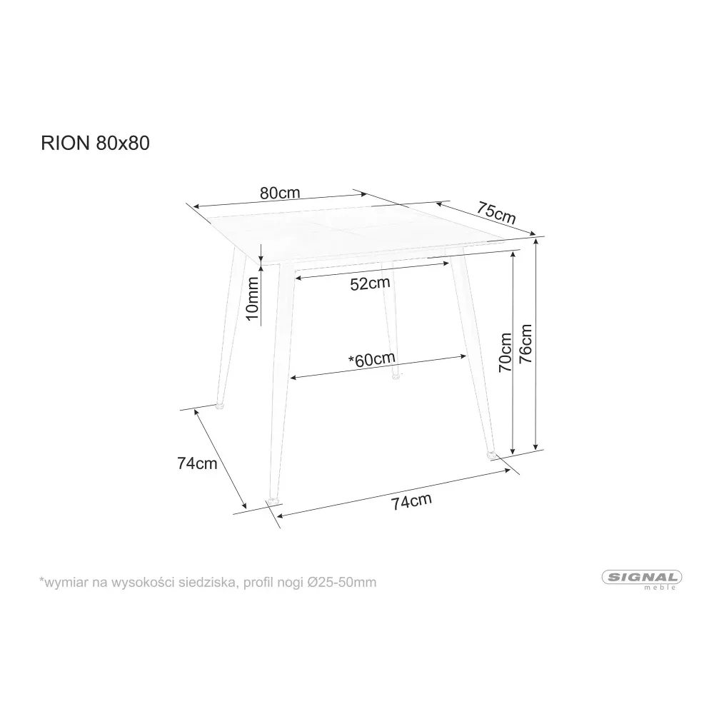 Masa RION, negru mat cu efect de marmura, ceramica/metal, 80x80x76 cm