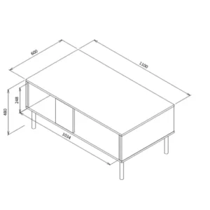Masuta ASENSIO, gri mat/negru, PAL laminat, 100X60X48 cm