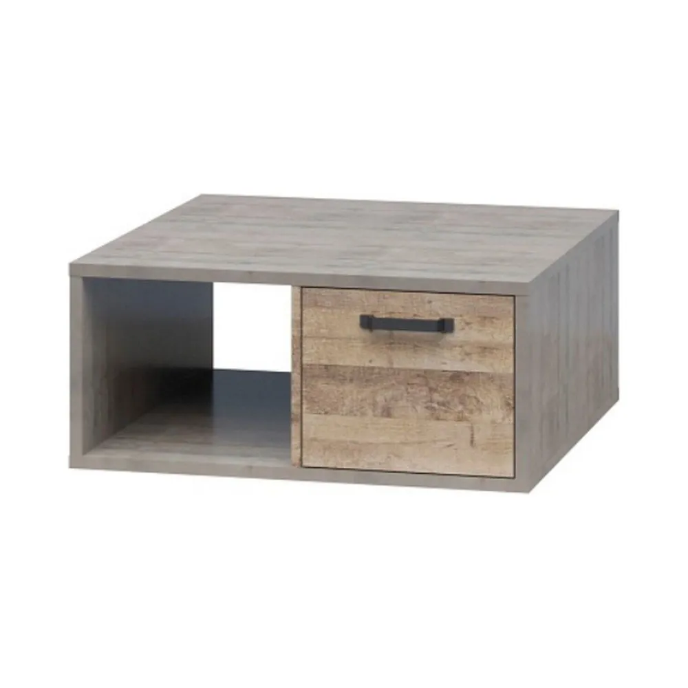 Masuta cafea Bari, stejar nisip/gri, PAL laminat, 80x80x35 cm