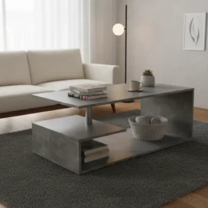Masuta de cafea DORISA, gri ciment, PAL/plastic, 110x60x45 cm